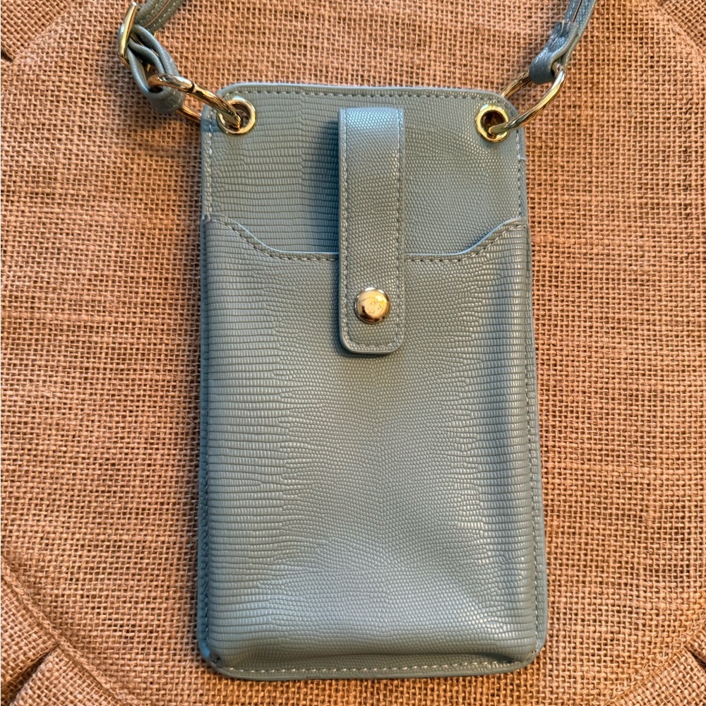 Talan Mule Blue Textured Crossbody Phone Bag